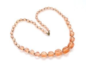 Vintage Art Deco Pink Glass Beaded Choker Necklace