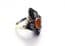 Vintage Art Deco Revival Style Sterling Silver, Marcasite Onyx And Amber Set Gemstone Ring
