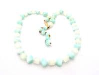 Vintage Atlas Glass And Blue Beaded Adjustable Choker Length Necklace