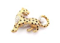 Vintage Attwood And Sawyer Rhinestone And Enamel Detailed Leopard Design Brooch