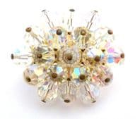 Vintage Aurora Borealis Crystal Bead Cluster Design Brooch