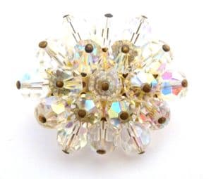 Vintage Aurora Borealis Crystal Bead Cluster Design Brooch