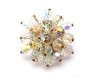 Vintage Aurora Borealis Crystal Beaded Cluster Design Brooch