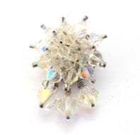 Vintage Aurora Borealis Crystal Beaded Drop Style Brooch