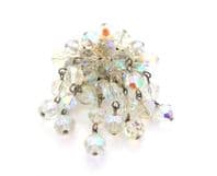 Vintage  Aurora Borealis Crystal Beaded Layered Drop Style , Waterfall Cascade Dropper Design Brooch