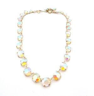 Vintage Aurora Borealis Rhinestone Riviera Style, Adjustable Length Choker Necklace