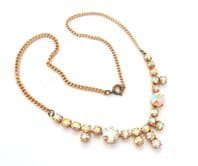 Vintage Aurora Borealis Rhinestone Set Eloxal Metal Choker Necklace