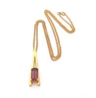 Vintage Avon Plaza IV Faux Amethyst Set Geometric Design Drop Necklace