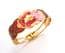 Vintage Bangle Cloisonne Enamel Hinged Red  Flower Bracelet