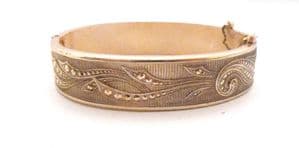 Vintage Bangle Eloxal Metal Scrolling Abstract Foliate Design Bracelet