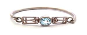 Vintage Bangle Sterling Silver And Blue Topaz Rennie Mackintosh Style Bracelet