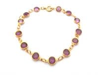 Vintage Bezel Set Amethyst Purple Coloured Rhinestone Bracelet