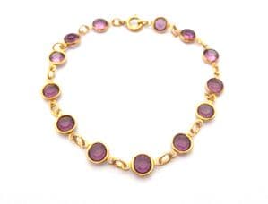 Vintage Bezel Set Amethyst Purple Coloured Rhinestone Bracelet