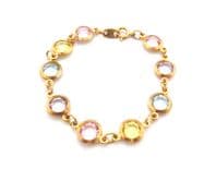 Vintage Bezel Set Pastel Rhinestone Bracelet By Avon