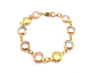 Vintage Bezel Set Pastel Rhinestone Bracelet By Avon