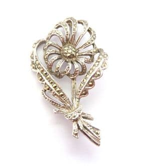 Vintage BJL Marcasite Set Floral Design Brooch By Bohemian Jewellery Ltd