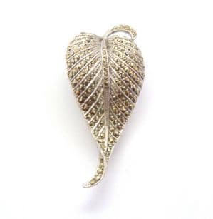 Vintage BJL Marcasite Set Leaf Design Statement Brooch By Bohemian Jewellery Ltd