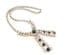 Vintage Black And Clear Rhinestone Set Monochrome Statement Design Double Drop Choker Necklace