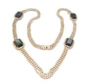 Vintage Black And Clear Rhinestone Set Ornate Retro Design Mid Length Necklace