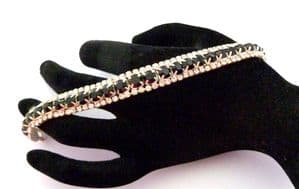 Vintage Black And Clear Rhinestone Set Statement Design Bracelet