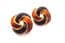 Vintage Black And Orange Enamel Retro Knot Design Earrings