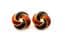 Vintage Black And Orange Enamel Retro Knot Design Earrings