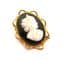 Vintage Black And White Lady Design Cameo Brooch Complete With Safety Chain