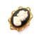 Vintage Black And White Lady Design Cameo Brooch Complete With Safety Chain