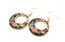 Vintage Black Cloisonne Enamel Floral Design Circular Drop Earrings