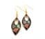 Vintage Black Cloisonne Enamel Floral Drop Design Earrings