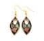 Vintage Black Cloisonne Enamel Floral Drop Design Earrings