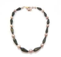 Vintage Black Glass And Pearlised Bead Adjustable Length West German Made Choker Necklace