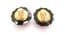 Vintage Black Sequin Floral Design Clip On Earrings