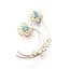 Vintage Blue And Clear Rhinestone Curving Floral Pair Of Flowers Design Brooch