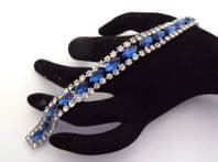 Vintage Blue And Clear Rhinestone Set Statement Design Bracelet