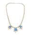 Vintage Blue And Clear Rhinestone Set Triple Drop Geometric Design Choker Necklace