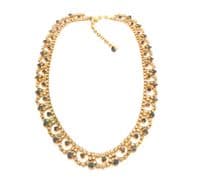Vintage Blue & Clear Geometric Swag Drop Adjustable Length Retro Necklace