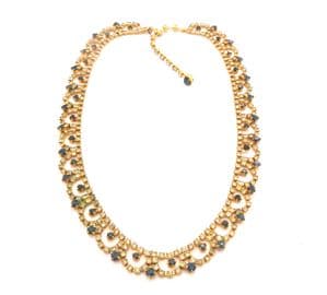 Vintage Blue & Clear Geometric Swag Drop Adjustable Length Retro Necklace