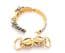 Vintage Blue Enamel And Rhinestone Set Big Cat Striped Tiger Design Bangle And Clip On Earring  Set