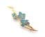 Vintage Blue Flower And Butterfly Design Cloisonne Enamel Brooch Attributed to Fish And Crown