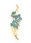 Vintage Blue Flower And Butterfly Design Cloisonne Enamel Brooch Attributed to Fish And Crown
