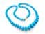 Vintage Blue Plastic Beaded Retro Pop Design Necklace
