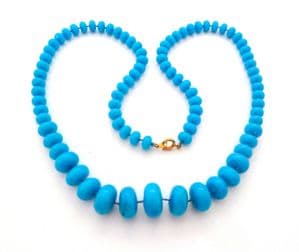 Vintage Blue Plastic Beaded Retro Pop Design Necklace