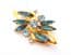 Vintage Blue Rhinestone Set  Abstract Modernist Design Brooch