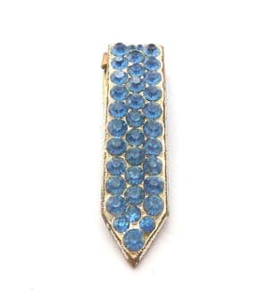 Vintage Blue Rhinestone Set Art Deco Era Geometric Design Dress Clip