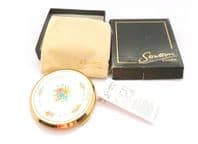 Vintage Boxed Stratton Of London Enamel Floral Design Powder Compact