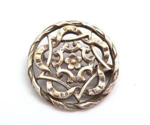 Vintage Brooch Silver Plated Ornate Floral Design Brooch