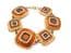 Vintage Caramel And Toffee Brown Geometric Retro Design Panel Bracelet