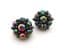 Vintage Carnival Glass Style Floral Design Clip On Earrings