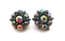 Vintage Carnival Glass Style Floral Design Clip On Earrings